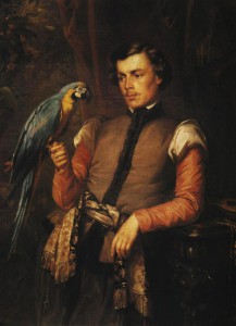 Szlachcic z papugą, Jozef Simmler 1859